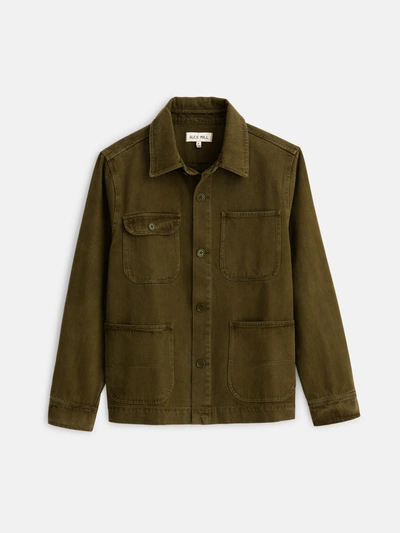 Alex Mill Garment Dyed Work Jacket In Recycled Denim In Military Olive