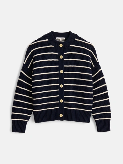 Alex Mill Nico Chunky Cardigan In Stripe In Navy/ivory