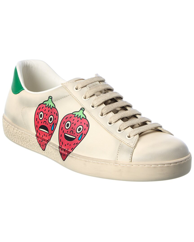 Gucci New Ace Leather Sneaker In White