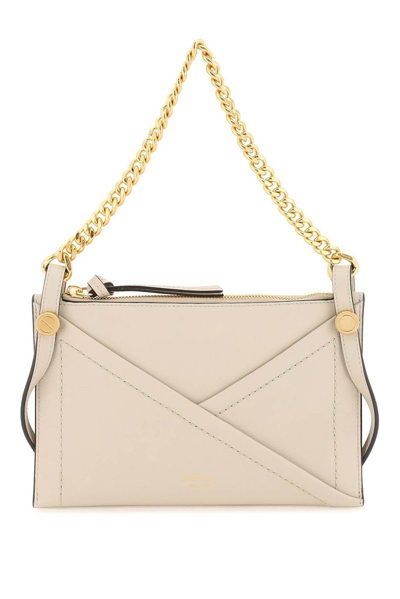 Mulberry Chain Detailed Zipped Shoulder Bag In Beige
