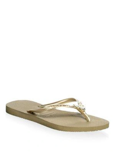 Havaianas Slim Lux Swarovski Crystal Flip Flops In Sand