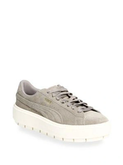 Puma Women's Trace Suede Lace Up Platform Sneakers In Grey