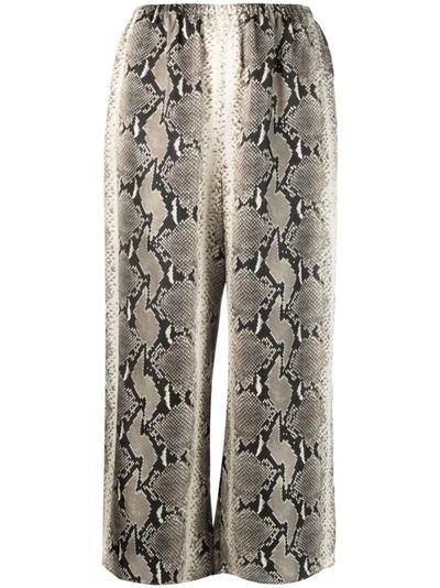 Khaite Mindy Snake-print Wide-leg Pants In Beige