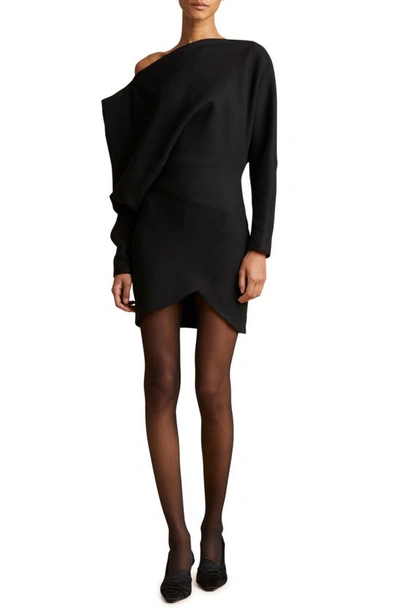 Khaite Juniper Asymmetric One-shoulder Mini Dress In Black