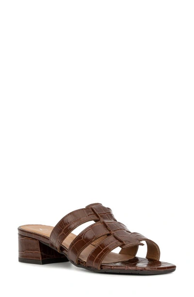 Aquatalia Harla Croco Caged Mule Sandals In Brown