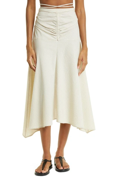 Proenza Schouler White Label Gingham Tie-front Midi Skirt In Butter Cream Fawn