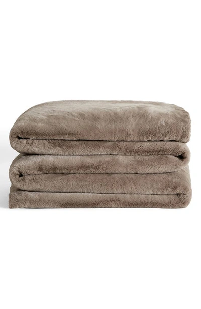 Unhide Lil Marsh Family Faux Fur Blanket In Pewter