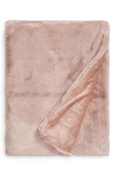 Unhide Lil Marsh Small Faux Fur Blanket In Rosy