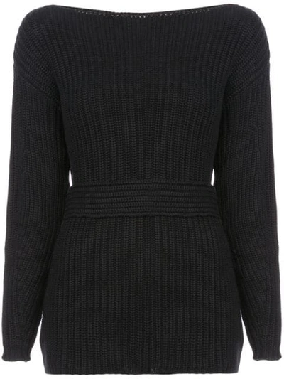 Apiece Apart Suus Belted Boatneck Top In Black