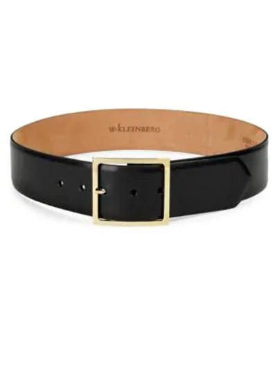 W. Kleinberg Lg Square Buckle Leather Belt In Chocolate