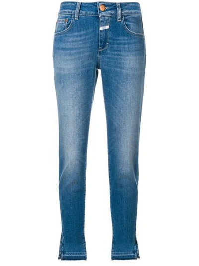 Closed Cropped Slit Cuff Jeans In Blue