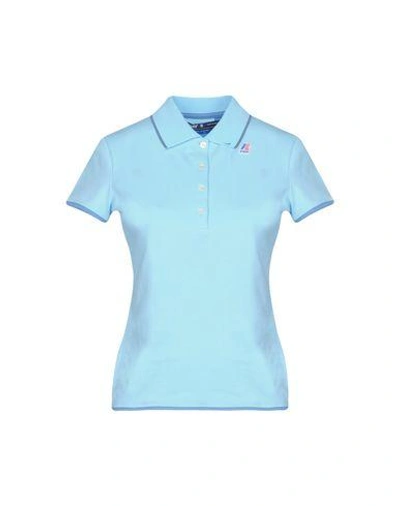 K-way Polo Shirts In Sky Blue