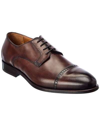 Antonio Maurizi Cap Toe Double Monk Leather Oxford In Brown