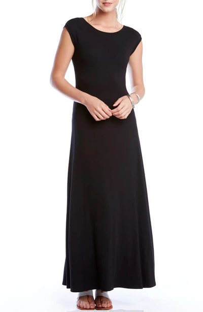 Karen Kane V-back Cap-sleeve Maxi Dress In Black