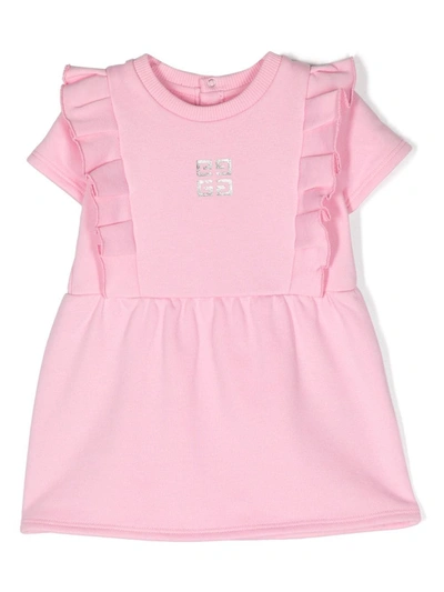 Givenchy Babies' Girls Pink 4g Logo Frill Dress