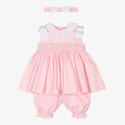 Pretty Originals Kids' Girls Pink Smocked Dress Set