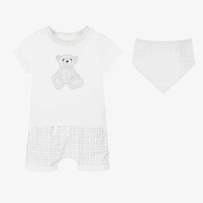 Givenchy White & Grey 4g Baby Shorts Set