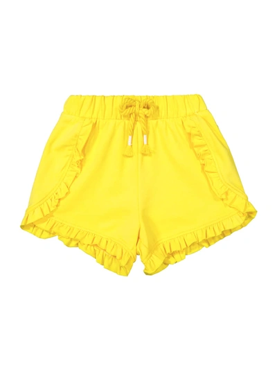Mayoral Babies' Girls Yellow Cotton Jersey Shorts
