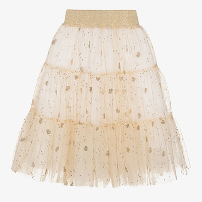 Childrensalon Occasions Kids' Girls Gold Heart Tulle Skirt