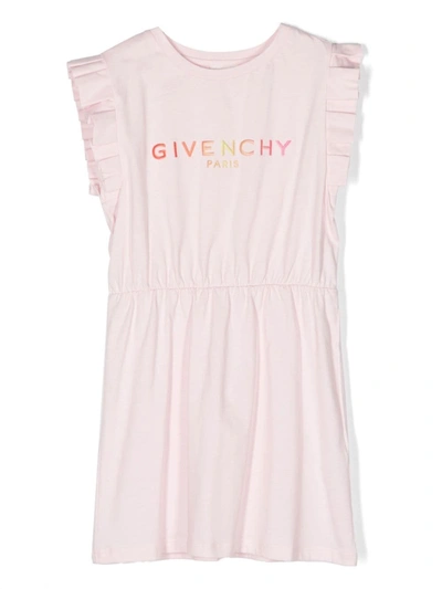 Givenchy Kids' Girls Pink Cotton Logo Dress In 44z-marshmallow