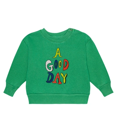 The Animals Observatory Babies' Green Cotton ' A Good Day' Sweatshirt