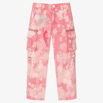 Guess Kids' Girls Pink Tie-dye Banksy Denim Jeans