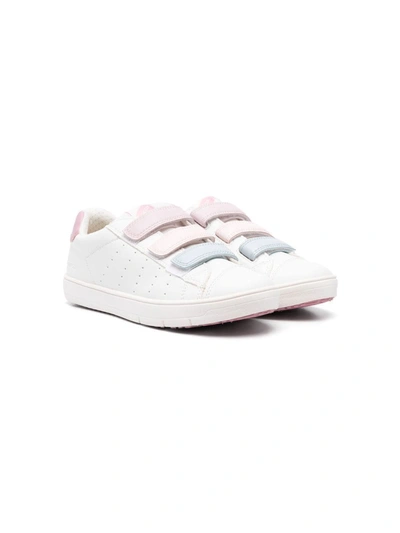 Geox Kids' Girls White & Pink Faux Leather Trainers