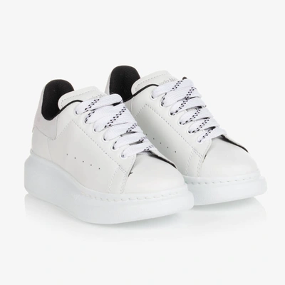 Alexander Mcqueen Kids'  White Leather Oversized Trainers