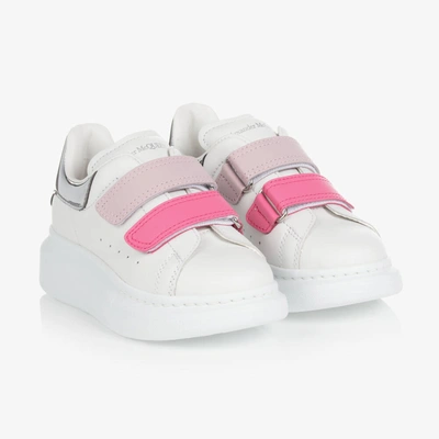 Alexander Mcqueen Kids'  Girls White Leather Oversized Trainers