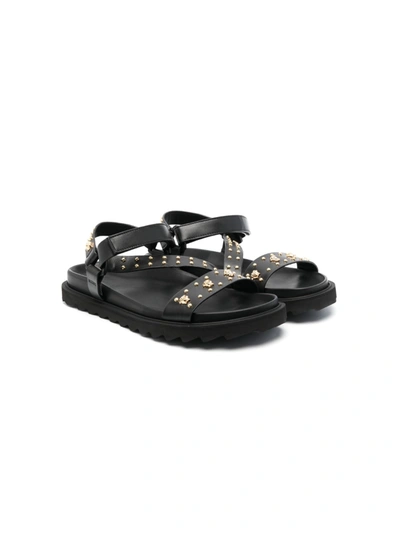 Versace Kids' Girls Black Studded Leather Sandals