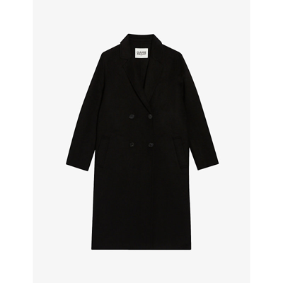 Claudie Pierlot Straight Mid-length Coat In Noir / Gris