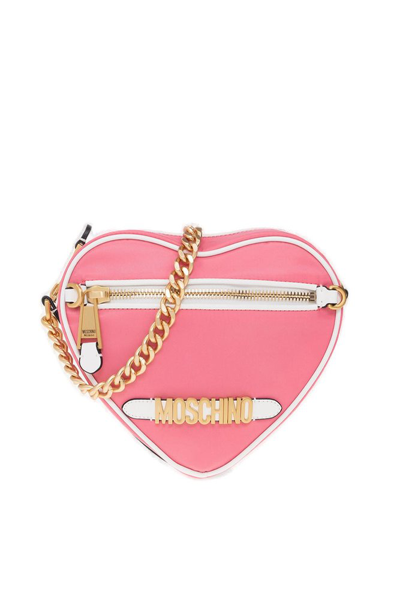 Moschino Logo Plaque Heart Shape Tote Bag In Pink