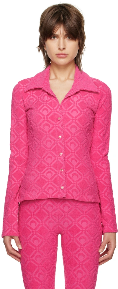 Marine Serre Moon Sponge Jacquard Shirt In Pink