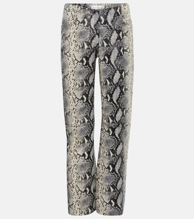 Victoria Beckham Snake-print Straight Leather Pants In 8213 Black/off White