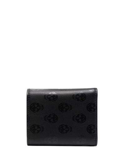 Alexander Mcqueen Card Holder In Leather With Skull Motif In Tone In Black