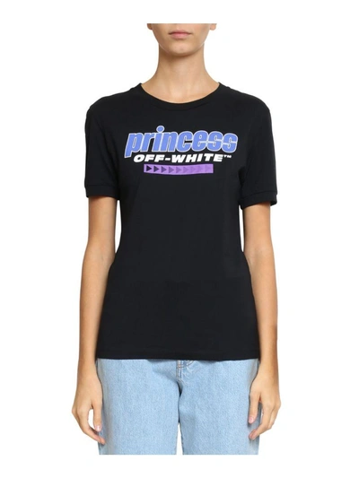 OFF-WHITE PRINCESS WOMAN Tシャツ Off-white Princess Off White Print Cotton T Shirt In Black | ModeSens
