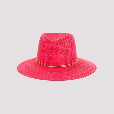 Maison Michel Virginie Straw Hat In Neon Pink