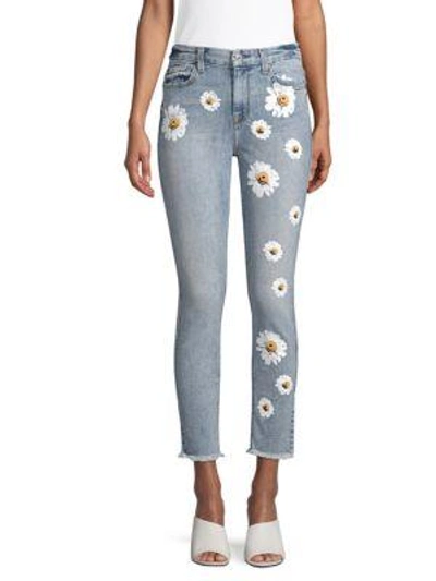 7 For All Mankind Daisy Ankle Skinny Jeans In Desert Spring Daisies