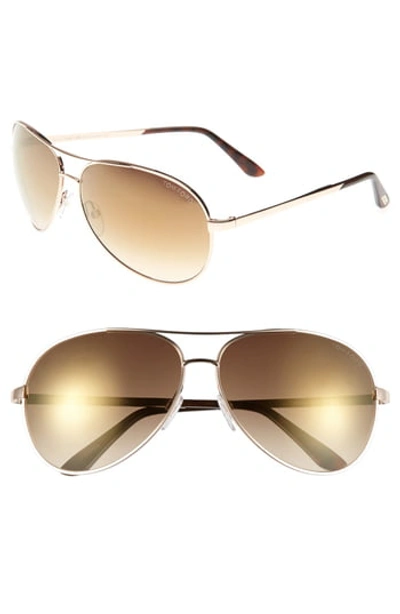 Tom Ford 'charles' 62mm Sunglasses - Shiny Rose Gold/ Havana In Shiny Rose Gold/ Havana