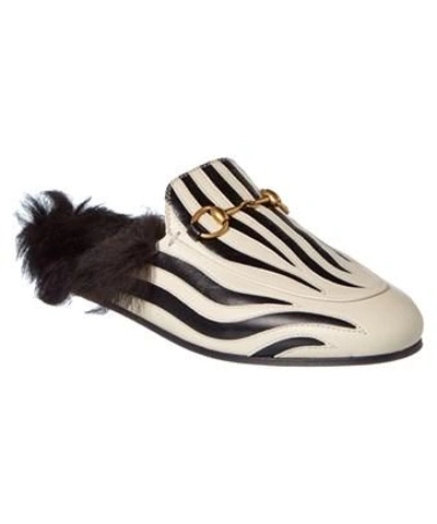 Gucci Princetown Zebra Leather Slipper In Nocolor