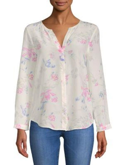 Joie Purine Silk Floral Blouse In Porcelain