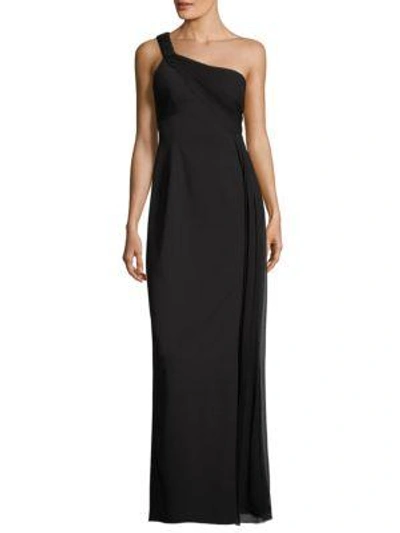 Adrianna Papell One-shoulder Gown In Black