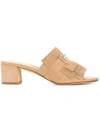 Tod's Double-t Fringe Slide Sandal In Neutrals