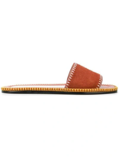 Carven Whipstitch Detail Sandals In Orange