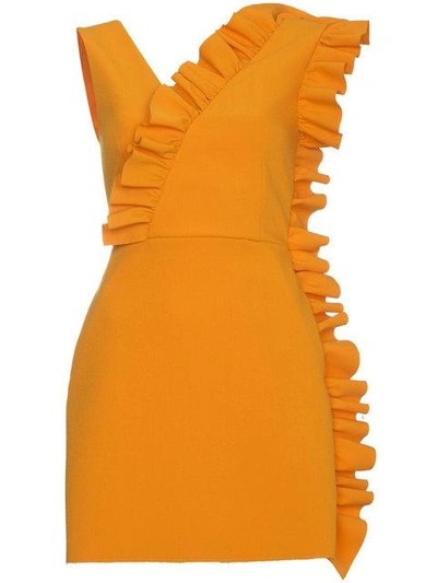 Msgm Fitted Sleeveless Ruffle Dress - Yellow & Orange