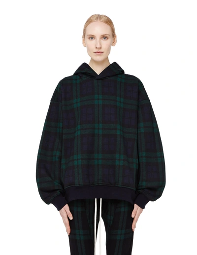 Fear Of God Plaid Everyday Hoodie In Navy Blue