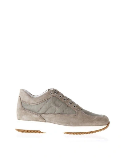 Hogan Interactive Taupe Suede & Nylon Sneakers