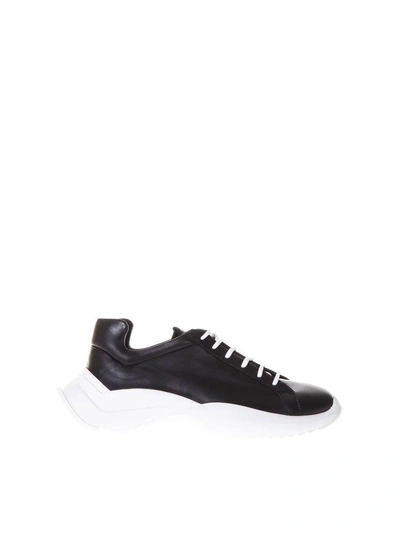 Cinzia Araia Black Leather Sculpted Sole Sneakers