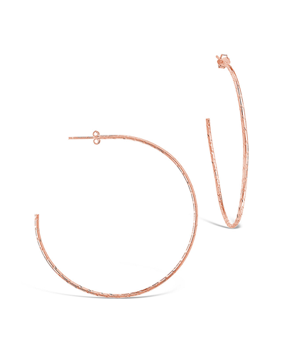 Sterling Forever 14k Rose Gold Vermeil Textured Hoops In White