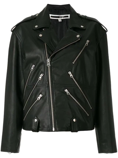 Mcq By Alexander Mcqueen Zipped Black Leather Biker Jacket